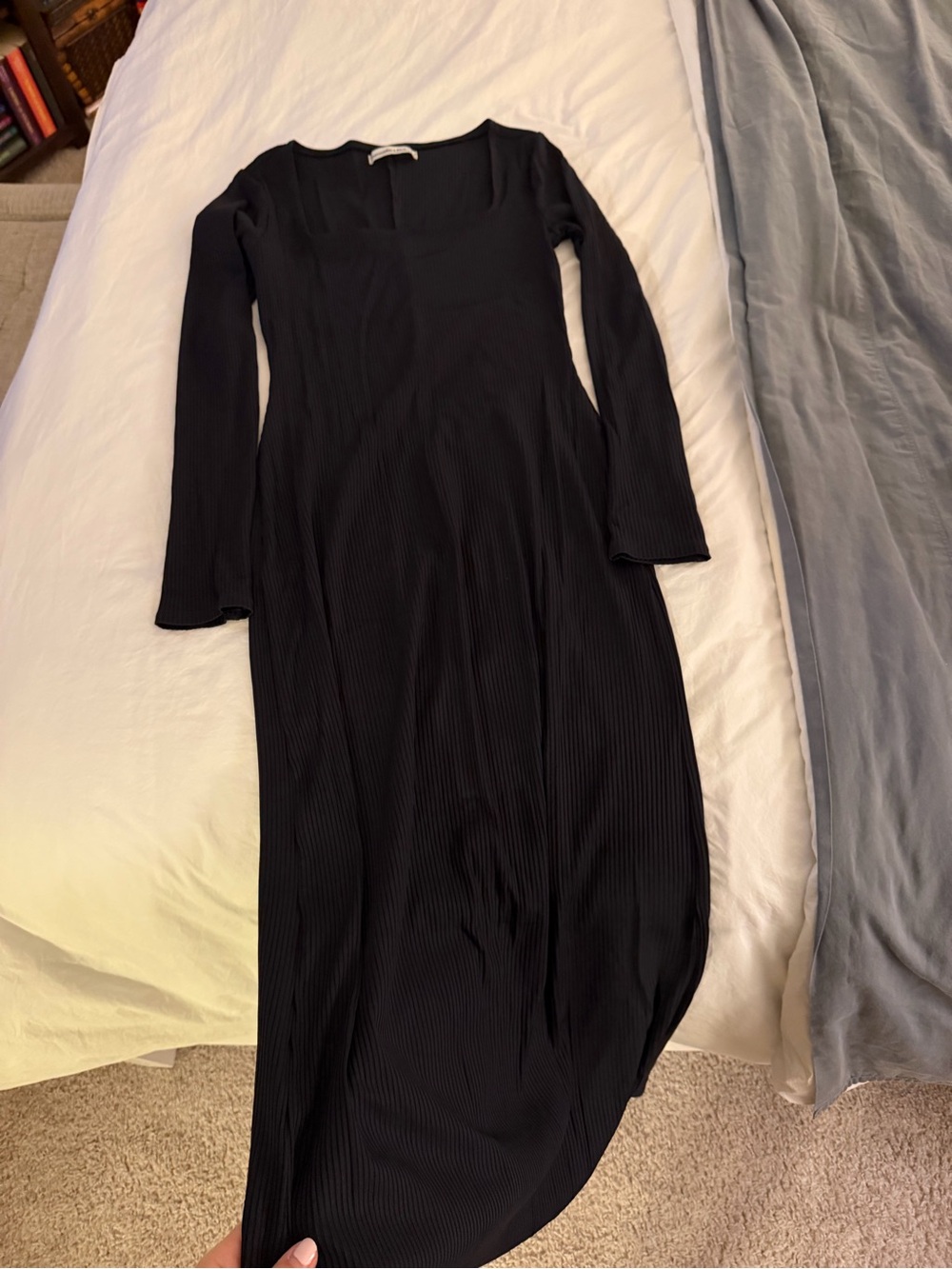 Abercrombie Black Ribbed Long Sleeve Dress